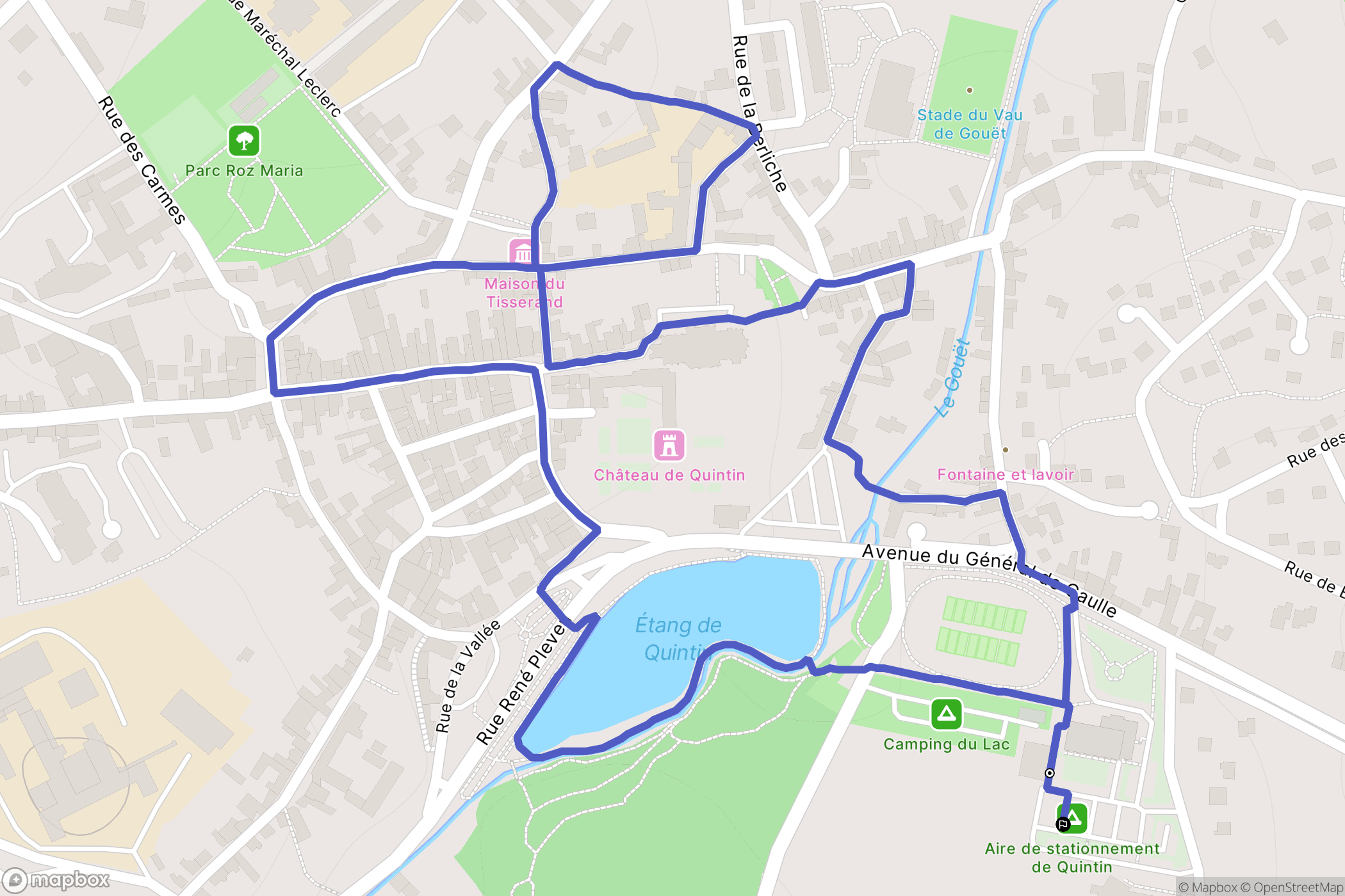 Quintin : carte du parcours de randonnée - France
