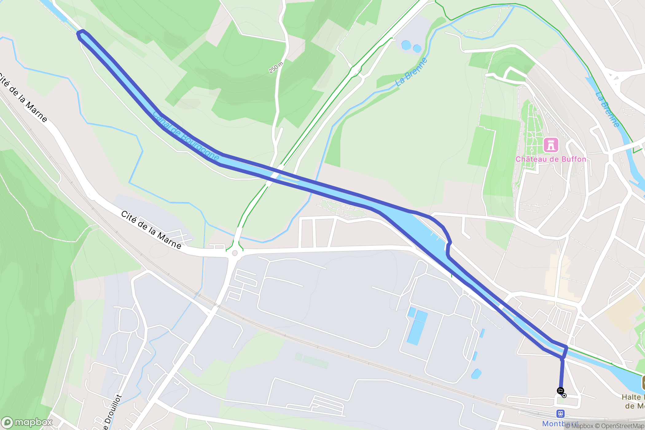 Montbard : carte du parcours de randonnée - France