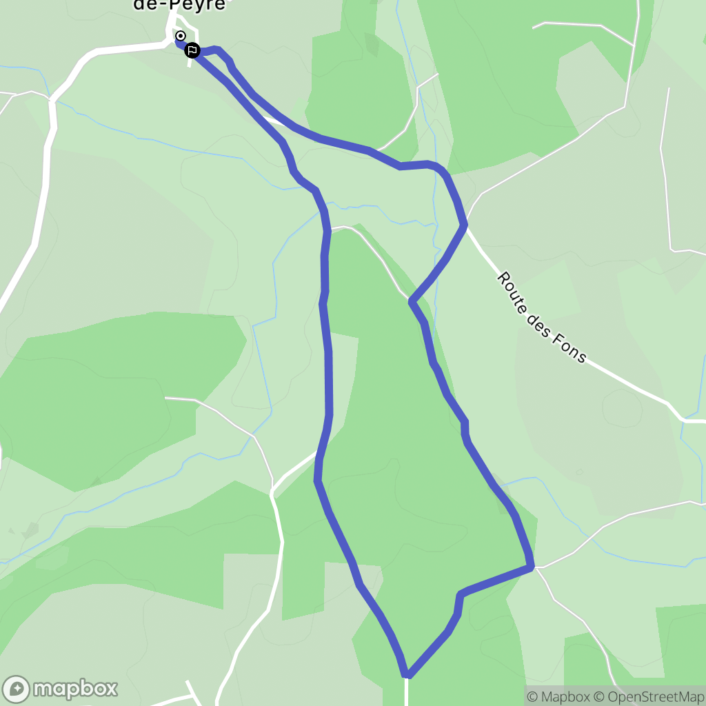 Peyre en Aubrac : carte du parcours de randonnée - France