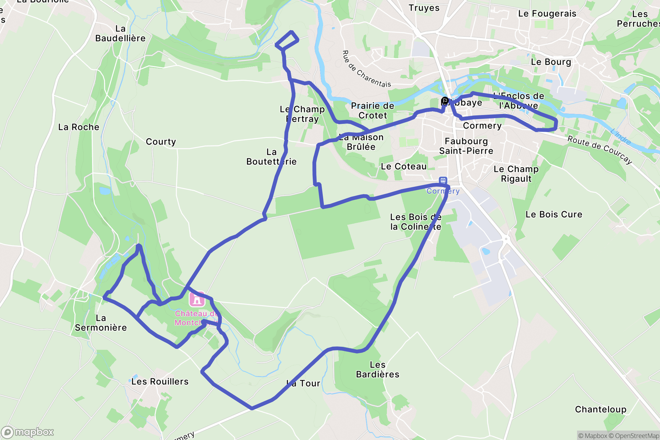 Cormery : carte du parcours de randonnée - France