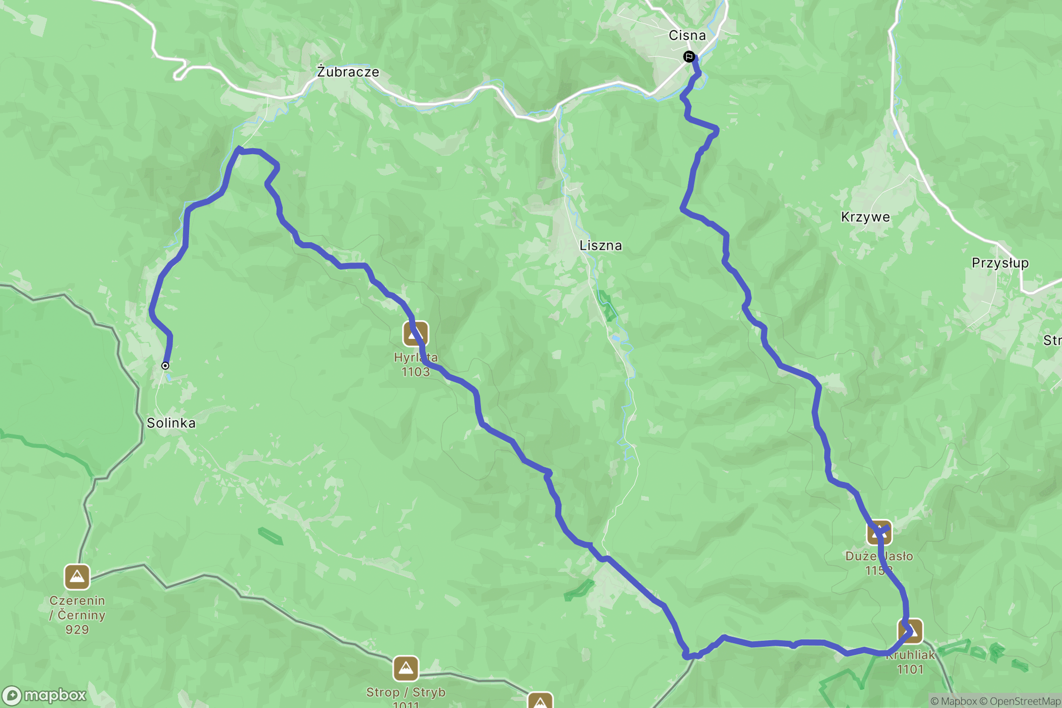 Solinka: mapa trasy - Poland