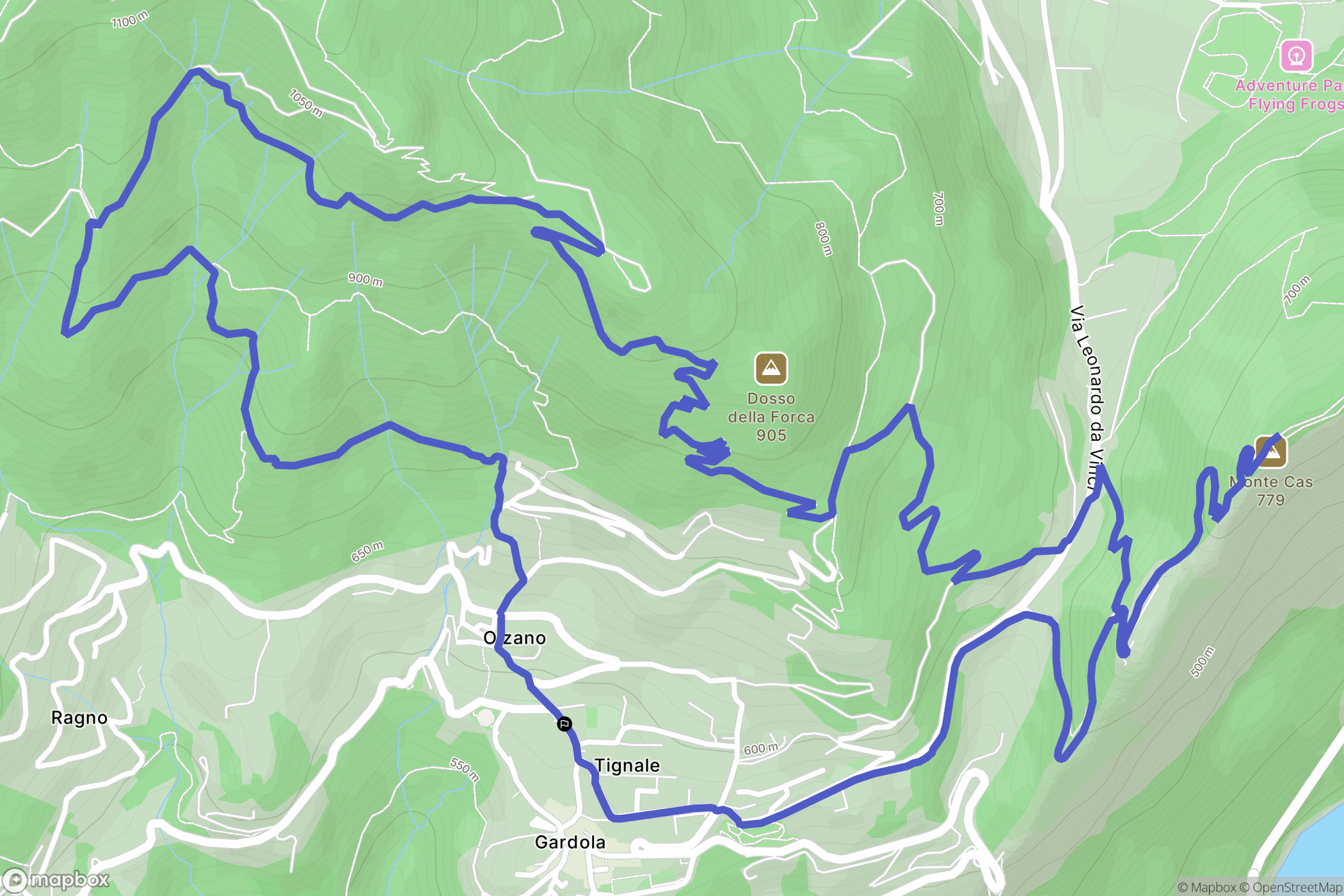 Gardola : carte du parcours de randonnée - Italy