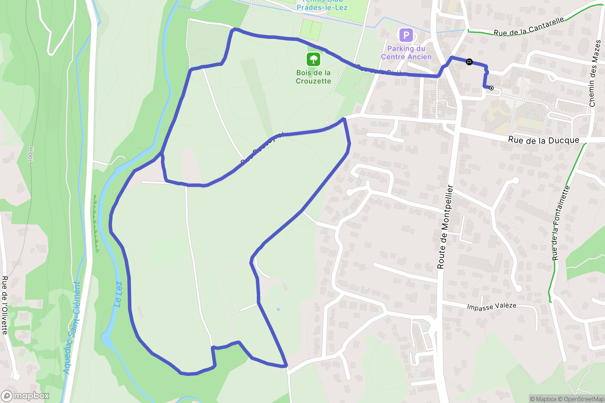 Prades-le-Lez : carte du parcours de randonnée - France