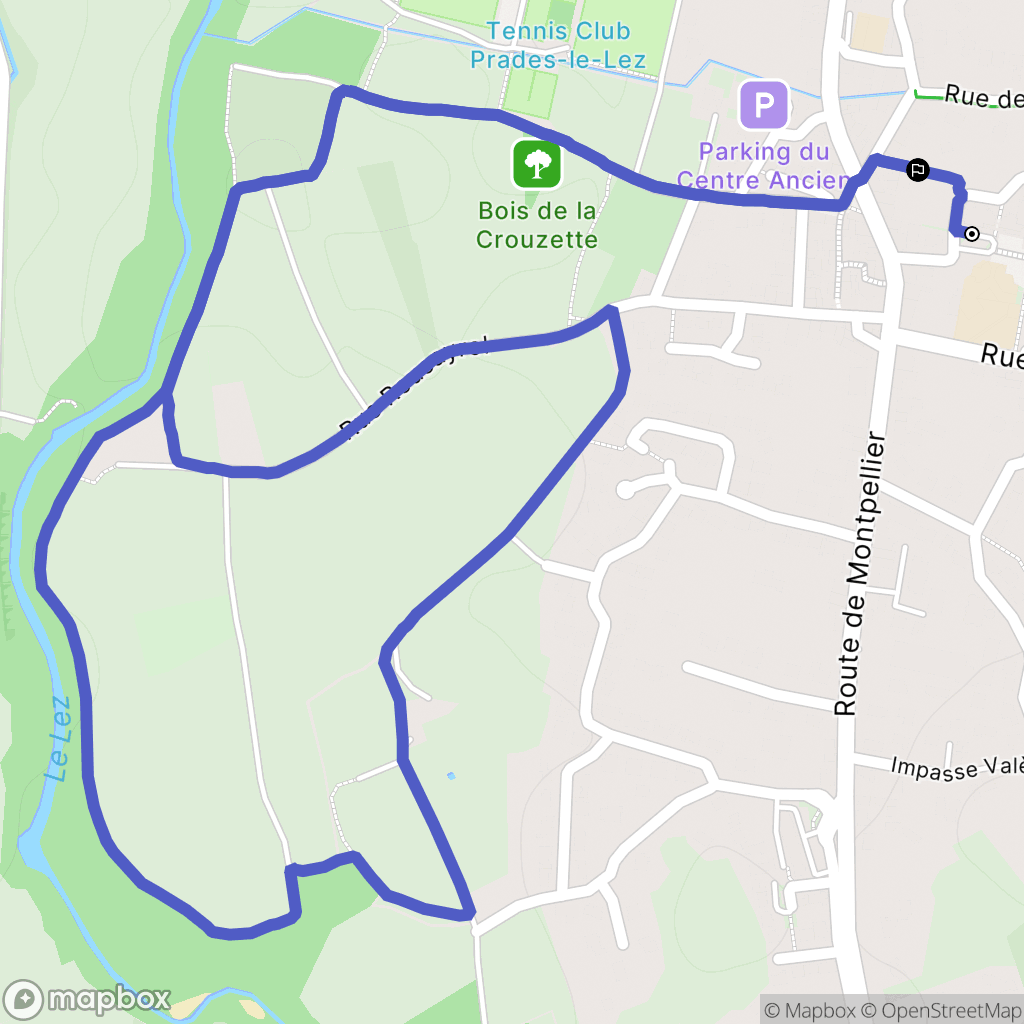 Prades-le-Lez : carte du parcours de randonnée - France