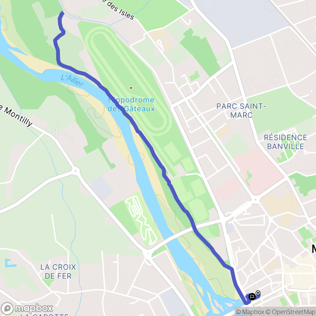 Moulins : carte du parcours de randonnée - France