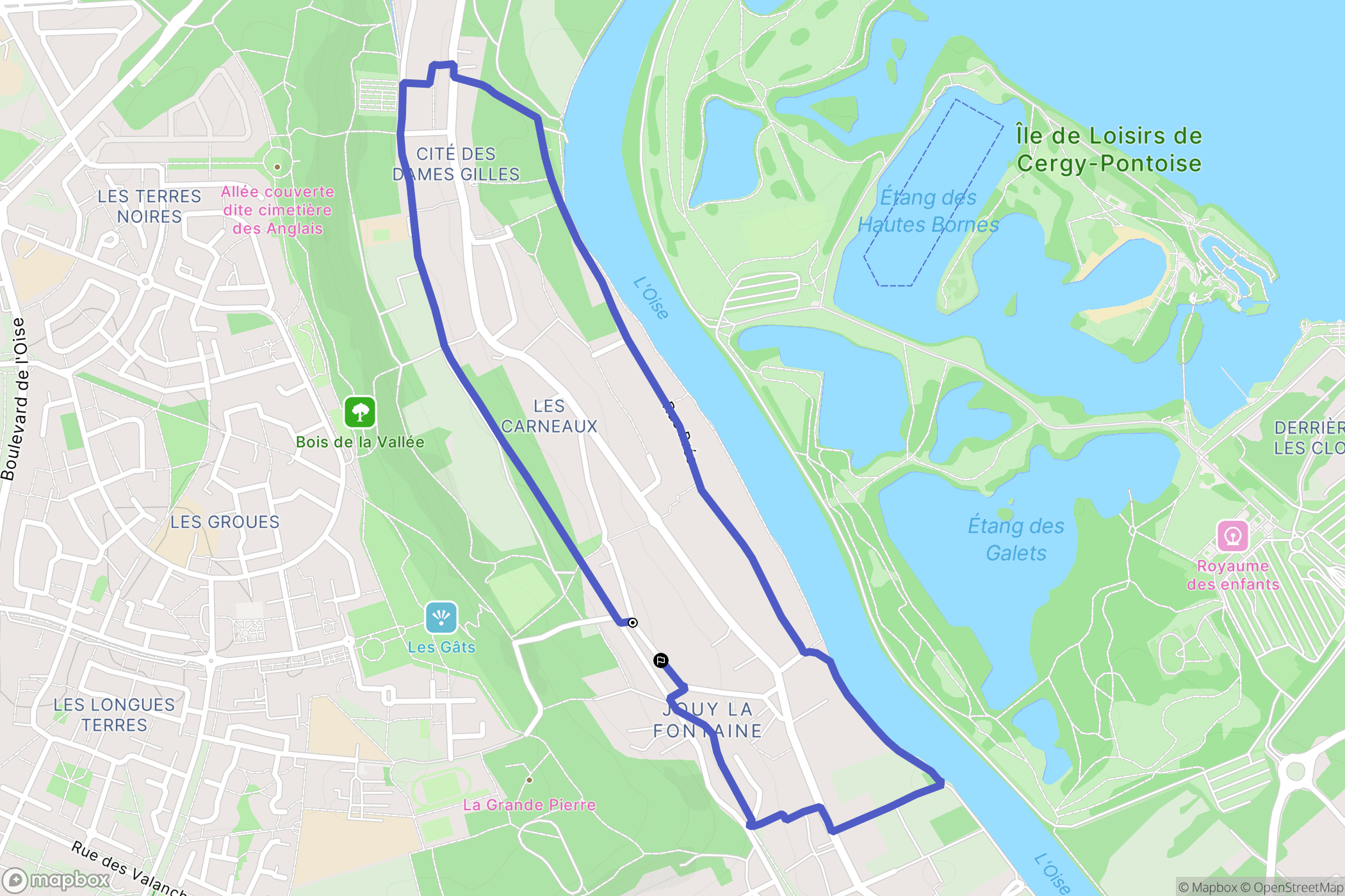 Jouy-le-Moutier : carte du parcours de randonnée - France