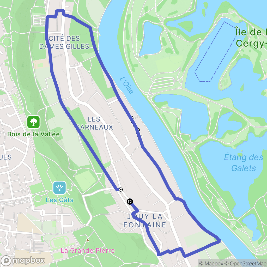 Jouy-le-Moutier : carte du parcours de randonnée - France