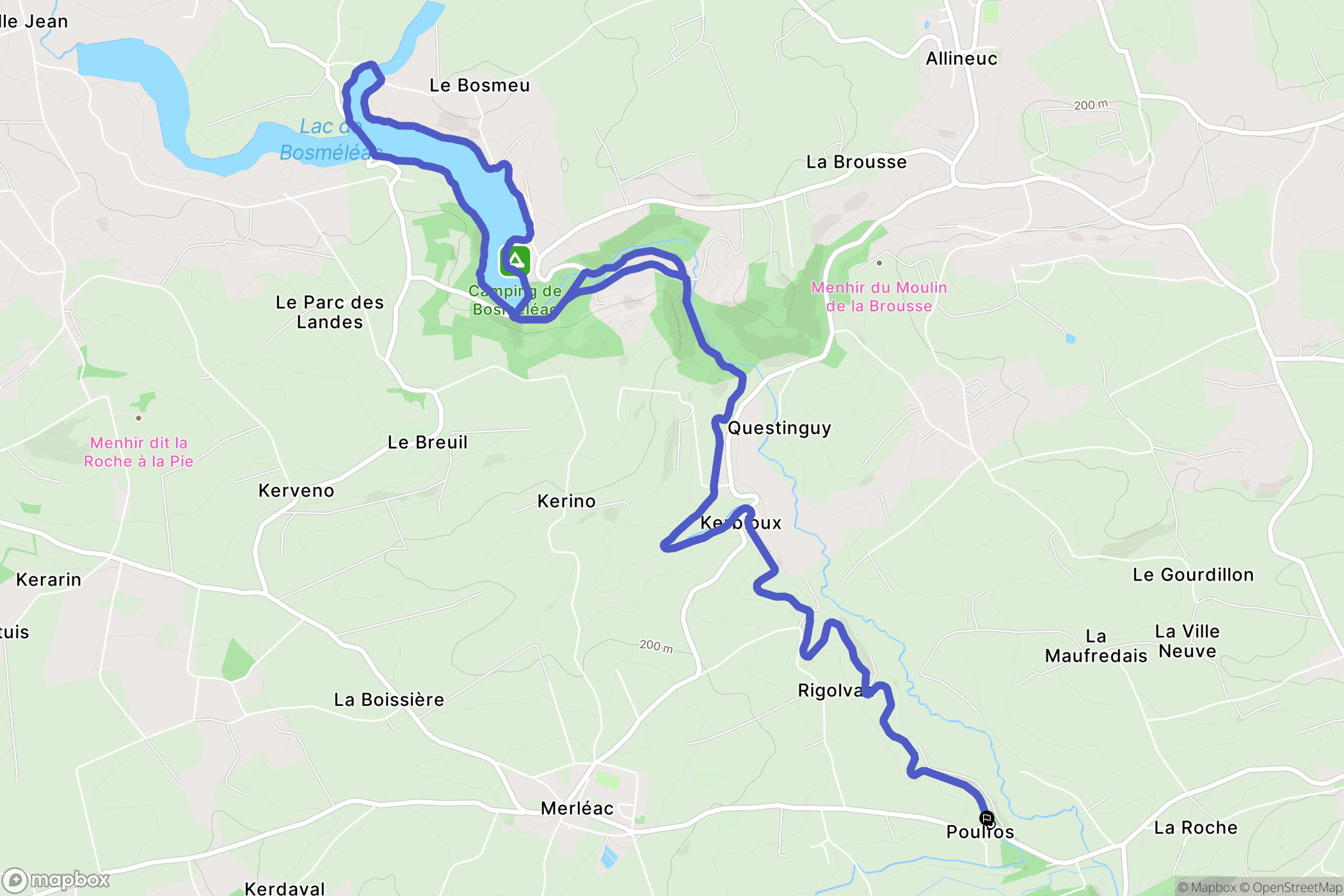 Merléac : carte du parcours de randonnée - France