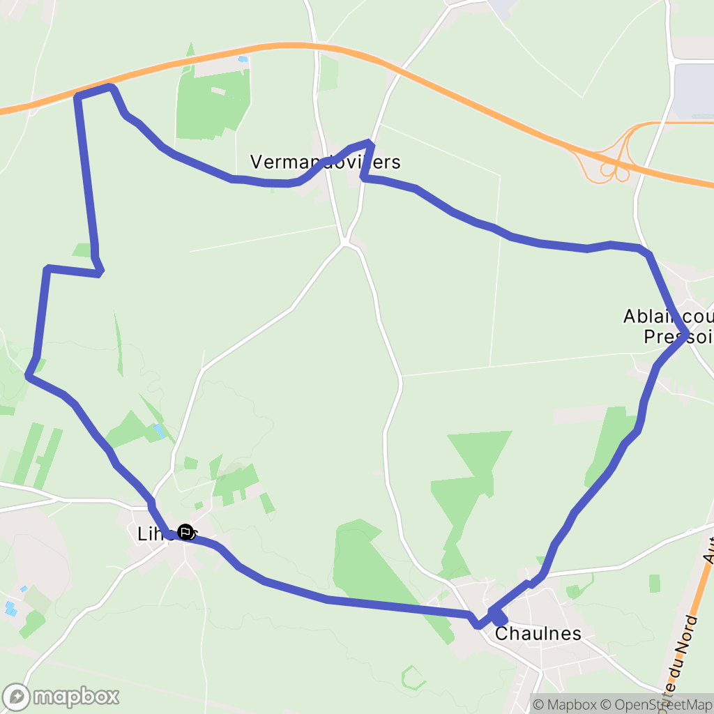 Lihons : carte du parcours de randonnée - France