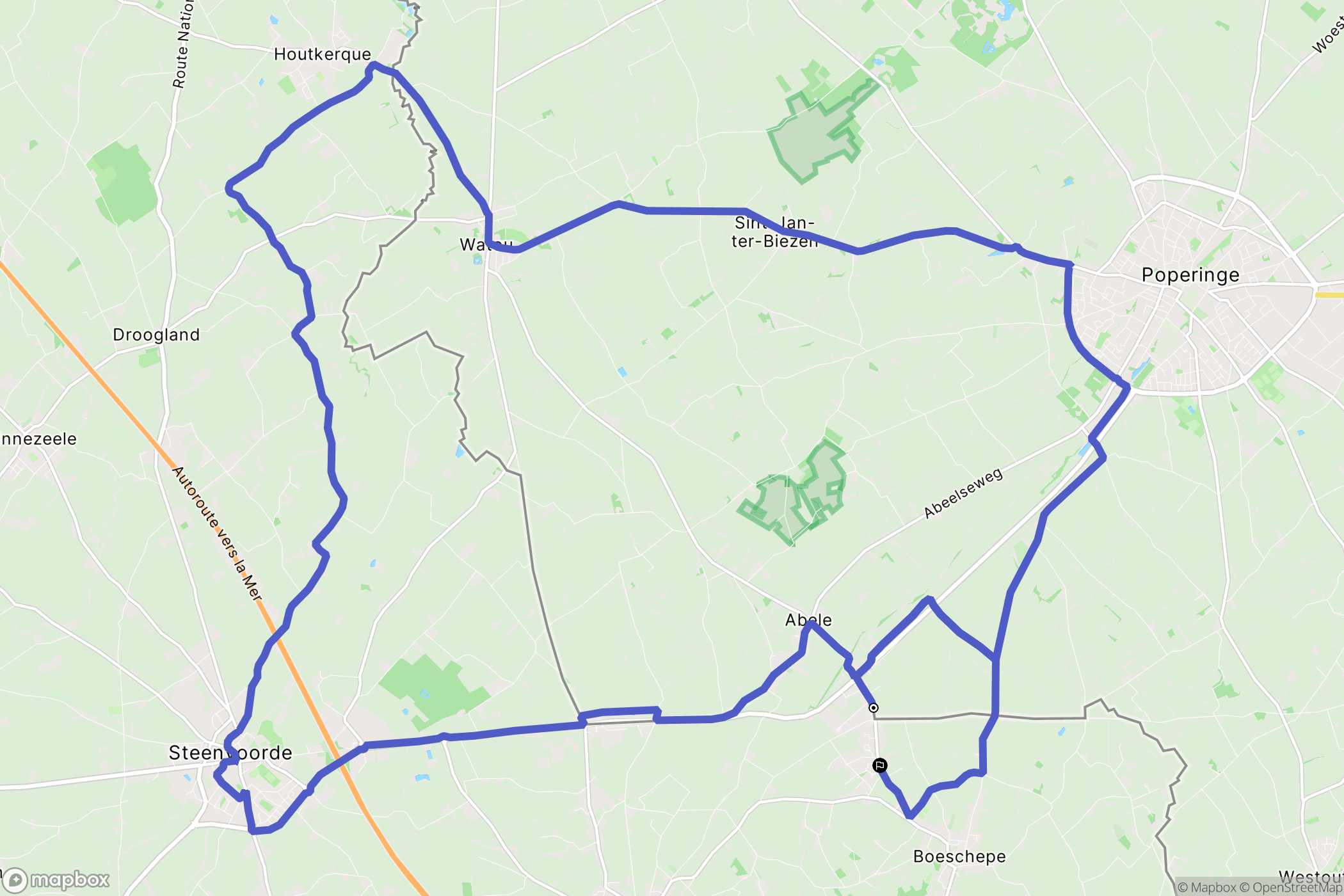 Boeschepe : carte du parcours de randonnée - France