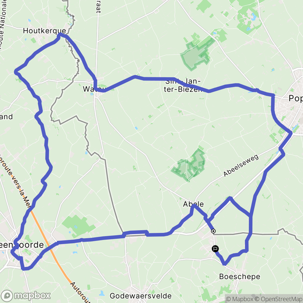 Boeschepe : carte du parcours de randonnée - France
