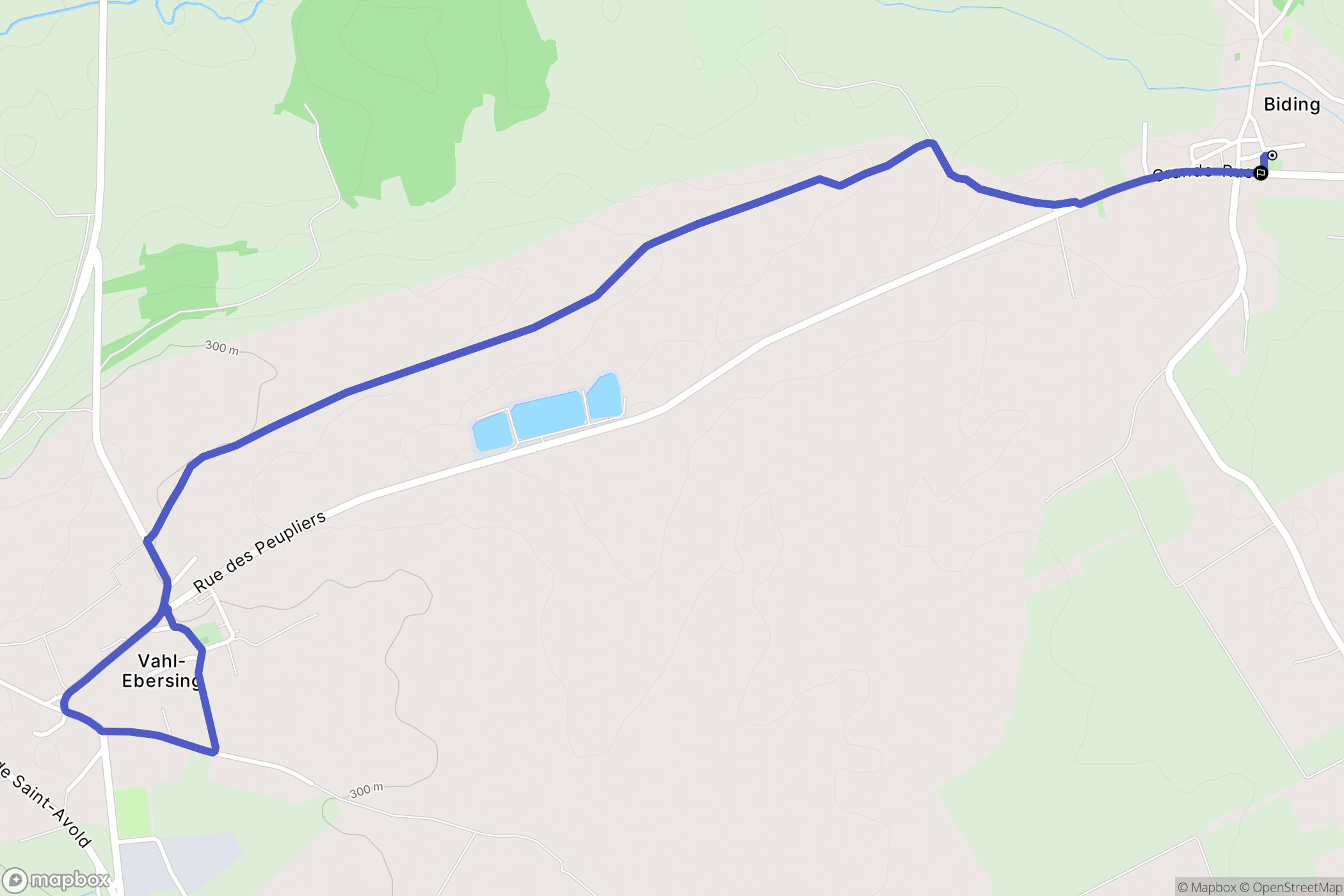 Biding : carte du parcours de randonnée - France