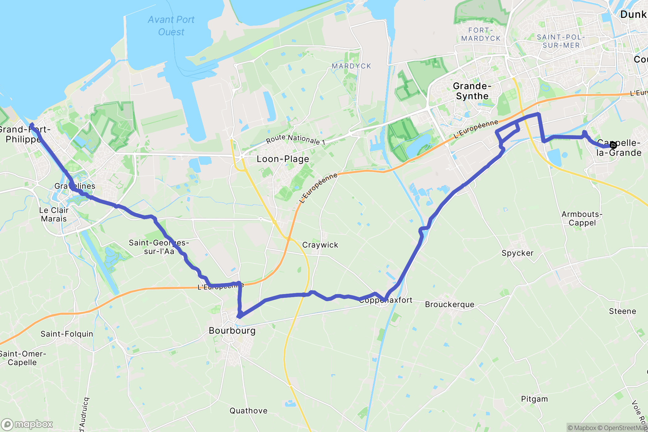 Cappelle-la-Grande : carte du parcours de randonnée - France