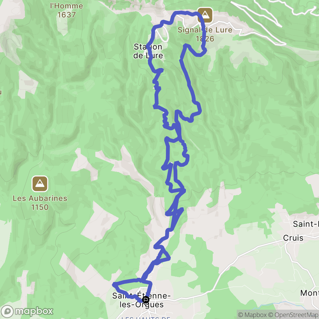 Saint-Étienne-les-Orgues : carte du parcours de randonnée - France