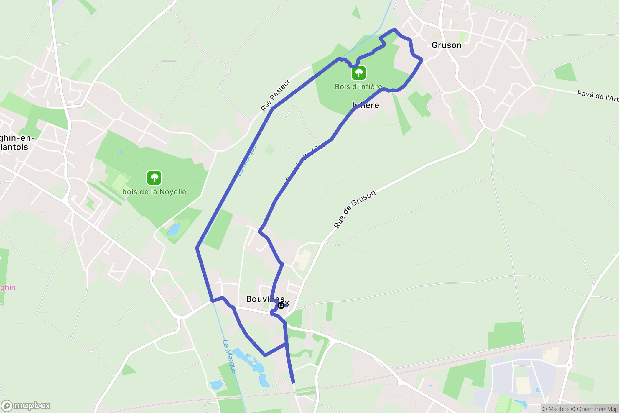 Bouvines : carte du parcours de randonnée - France