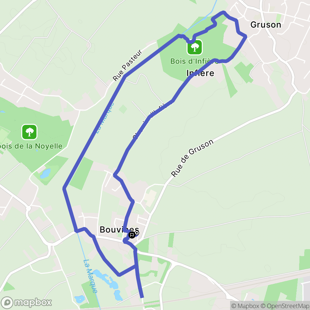Bouvines : carte du parcours de randonnée - France