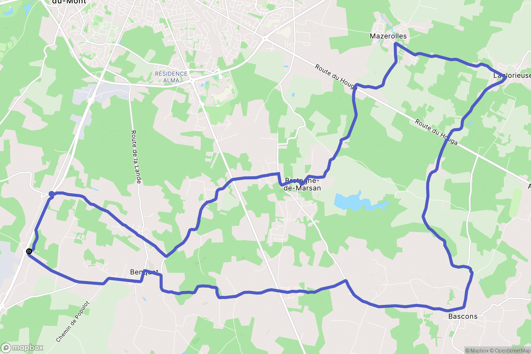 Benquet : carte du parcours de randonnée - France