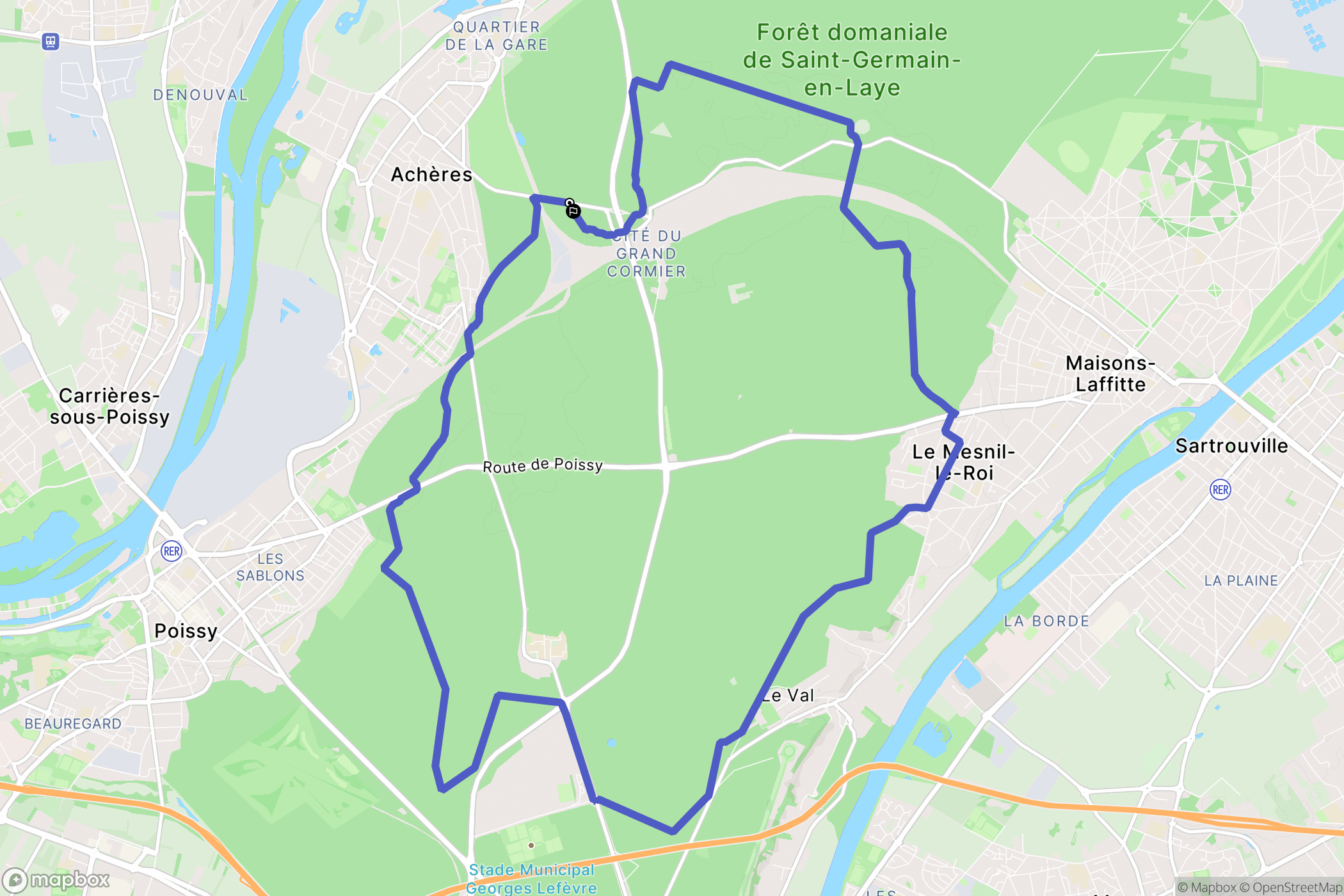 Saint-Germain-en-Laye : carte du parcours de randonnée - France