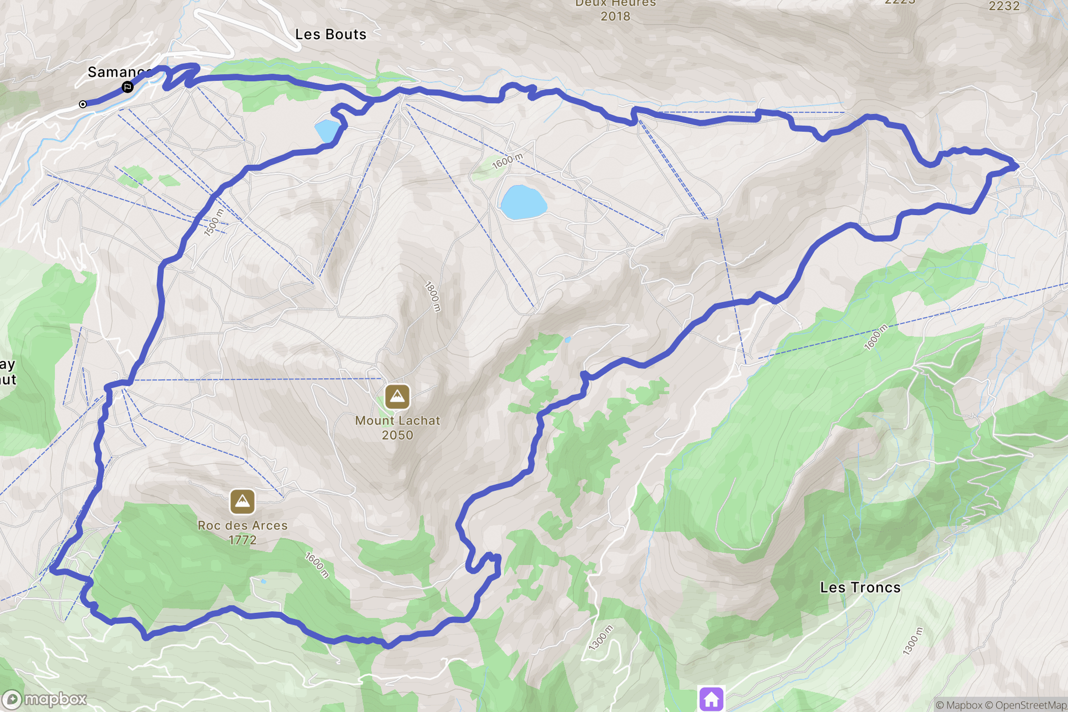 Le Grand-Bornand : carte du parcours de randonnée - France