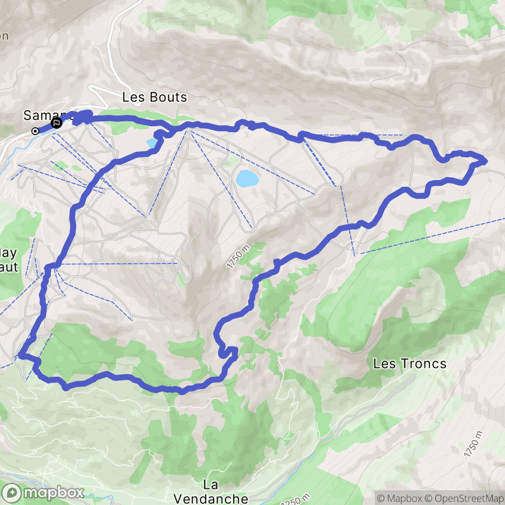 Le Grand-Bornand : carte du parcours de randonnée - France