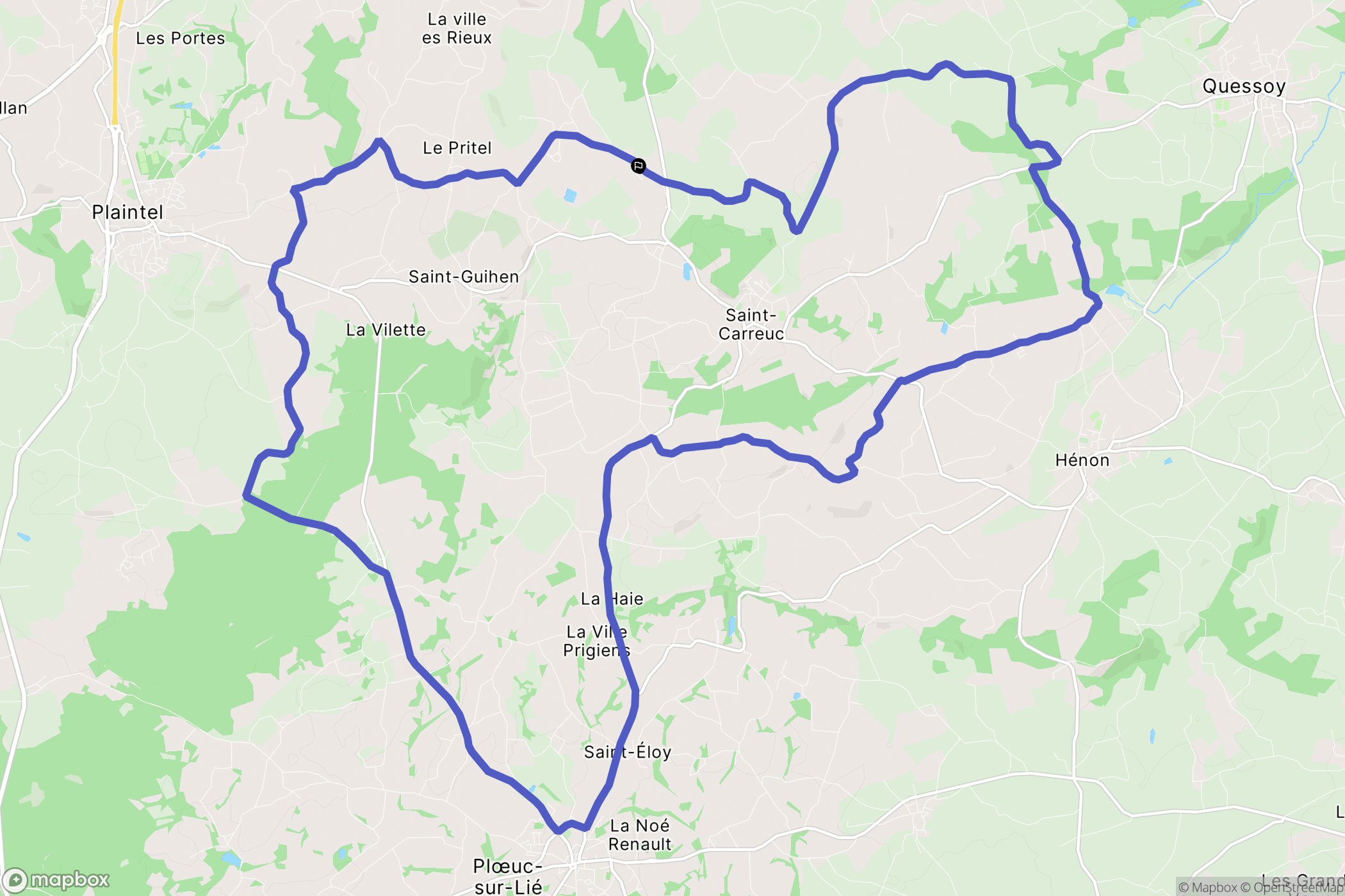 Saint-Carreuc : carte du parcours de randonnée - France