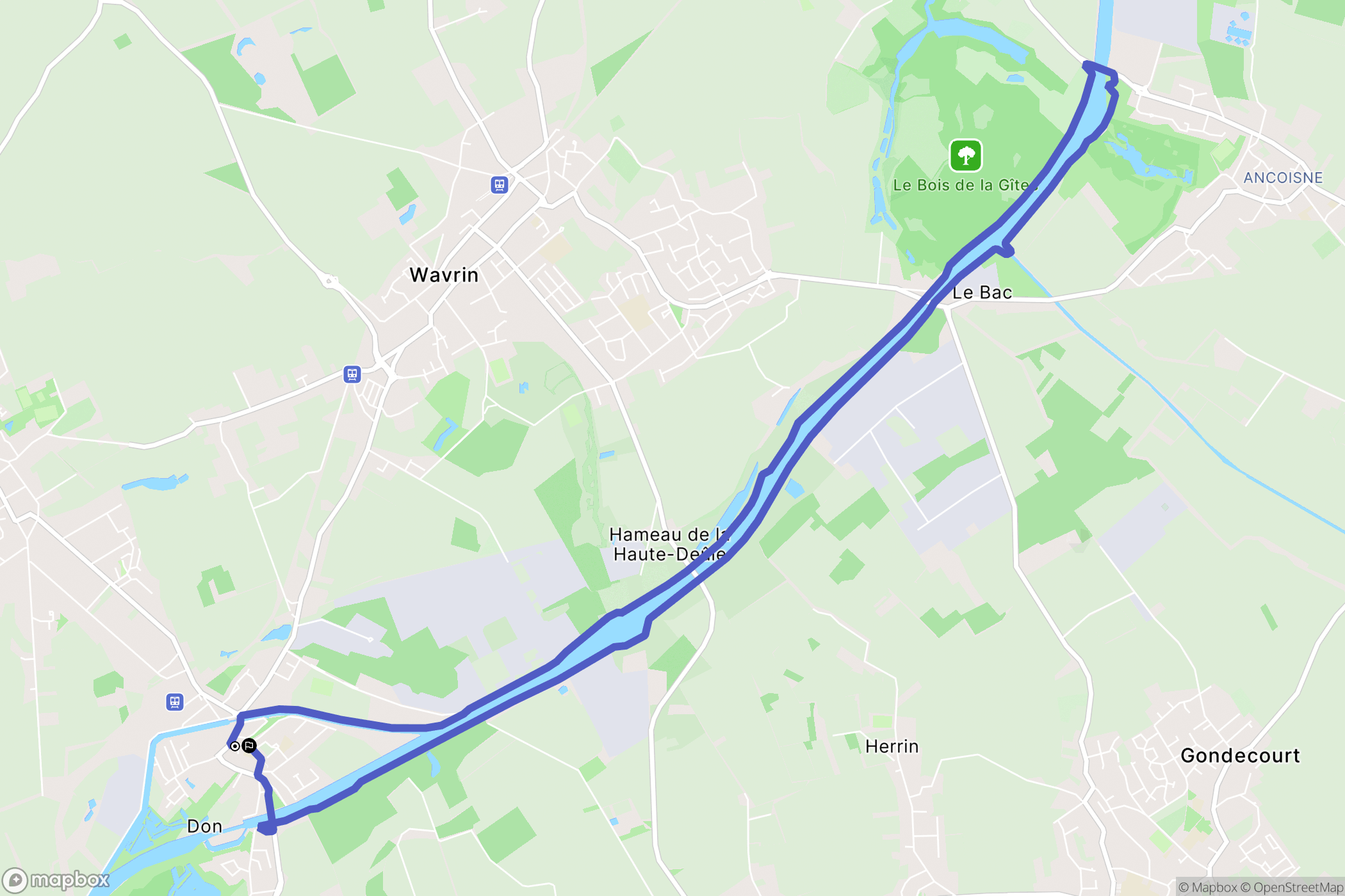 Don : carte du parcours de randonnée - France