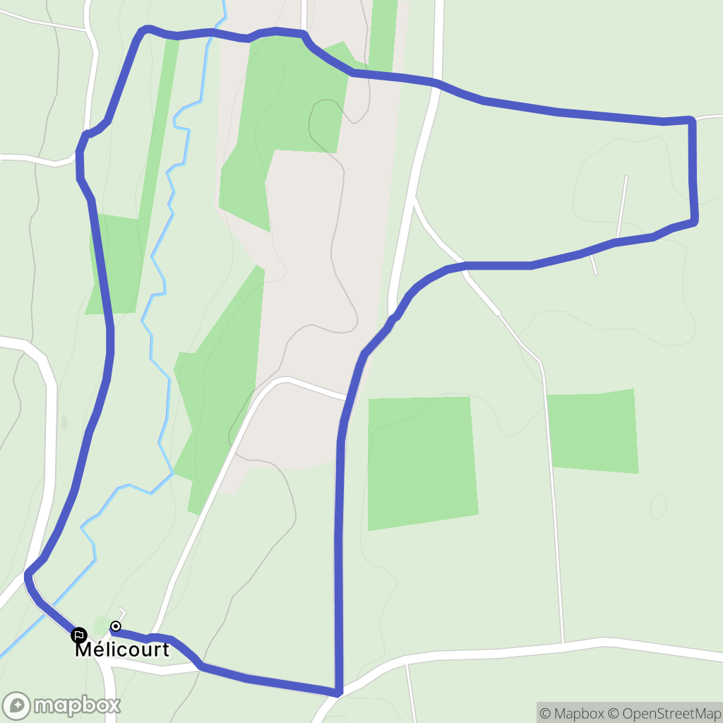 Mélicourt : carte du parcours de randonnée - France