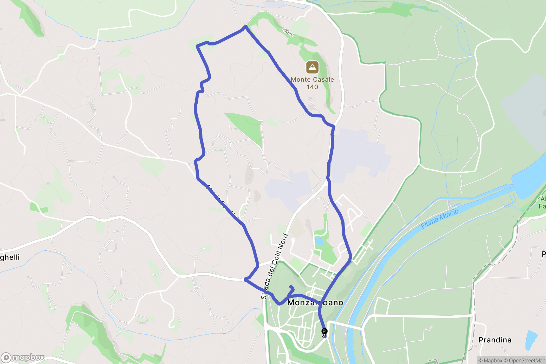 Monzambano : carte du parcours de randonnée - Italy