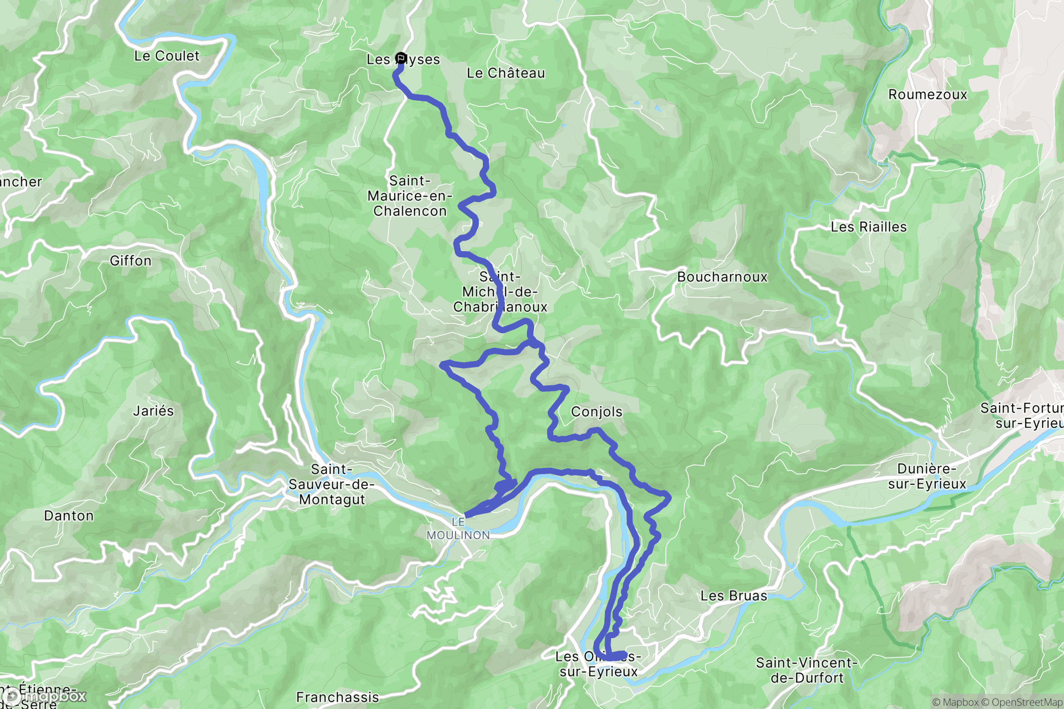 Saint-Maurice-en-Chalencon : carte du parcours de randonnée - France