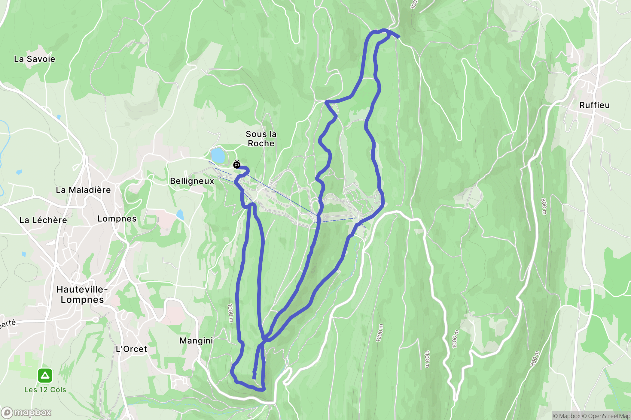 Plateau d'Hauteville : carte du parcours de randonnée - France
