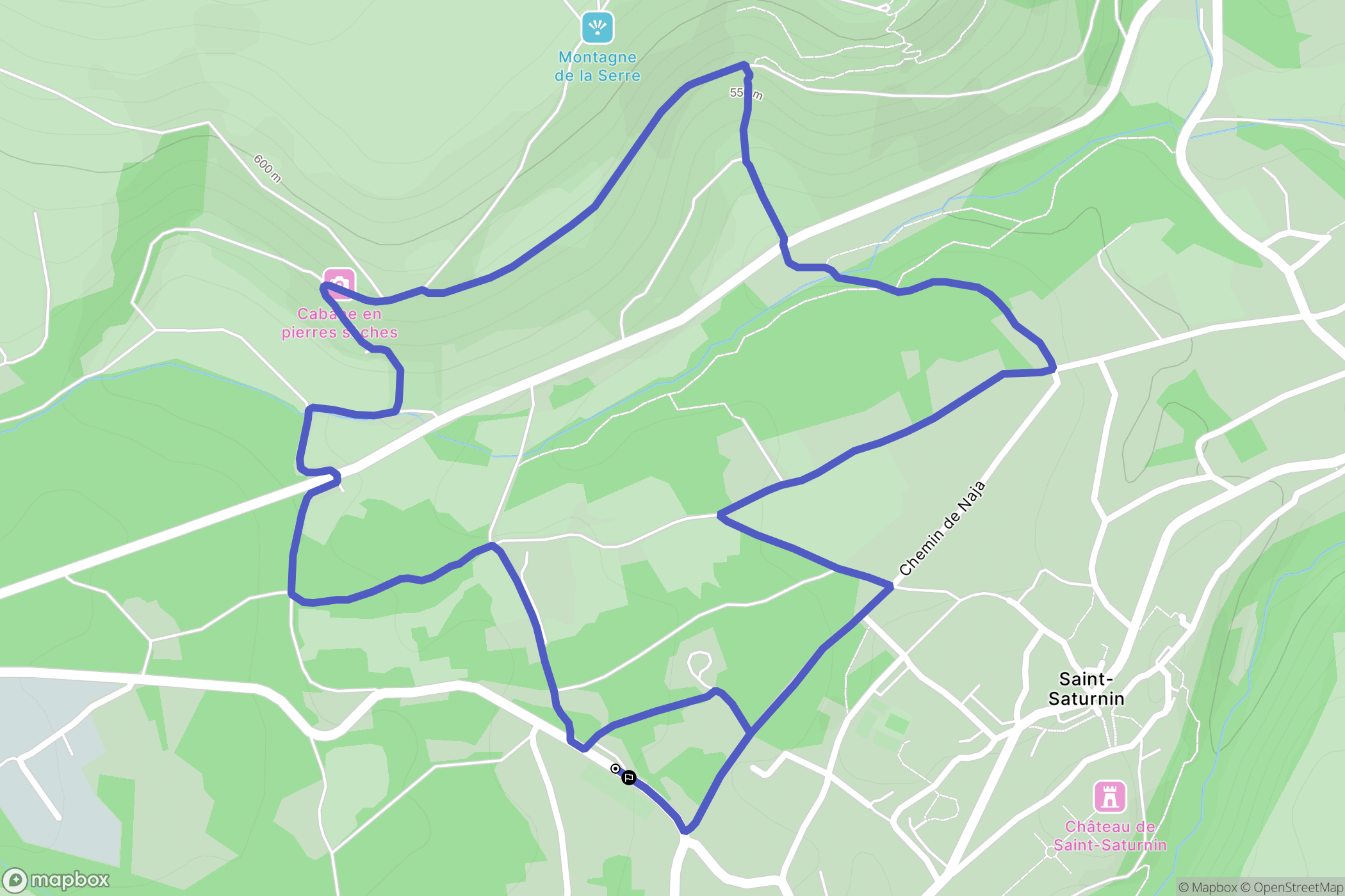 Saint-Saturnin : carte du parcours de randonnée - France