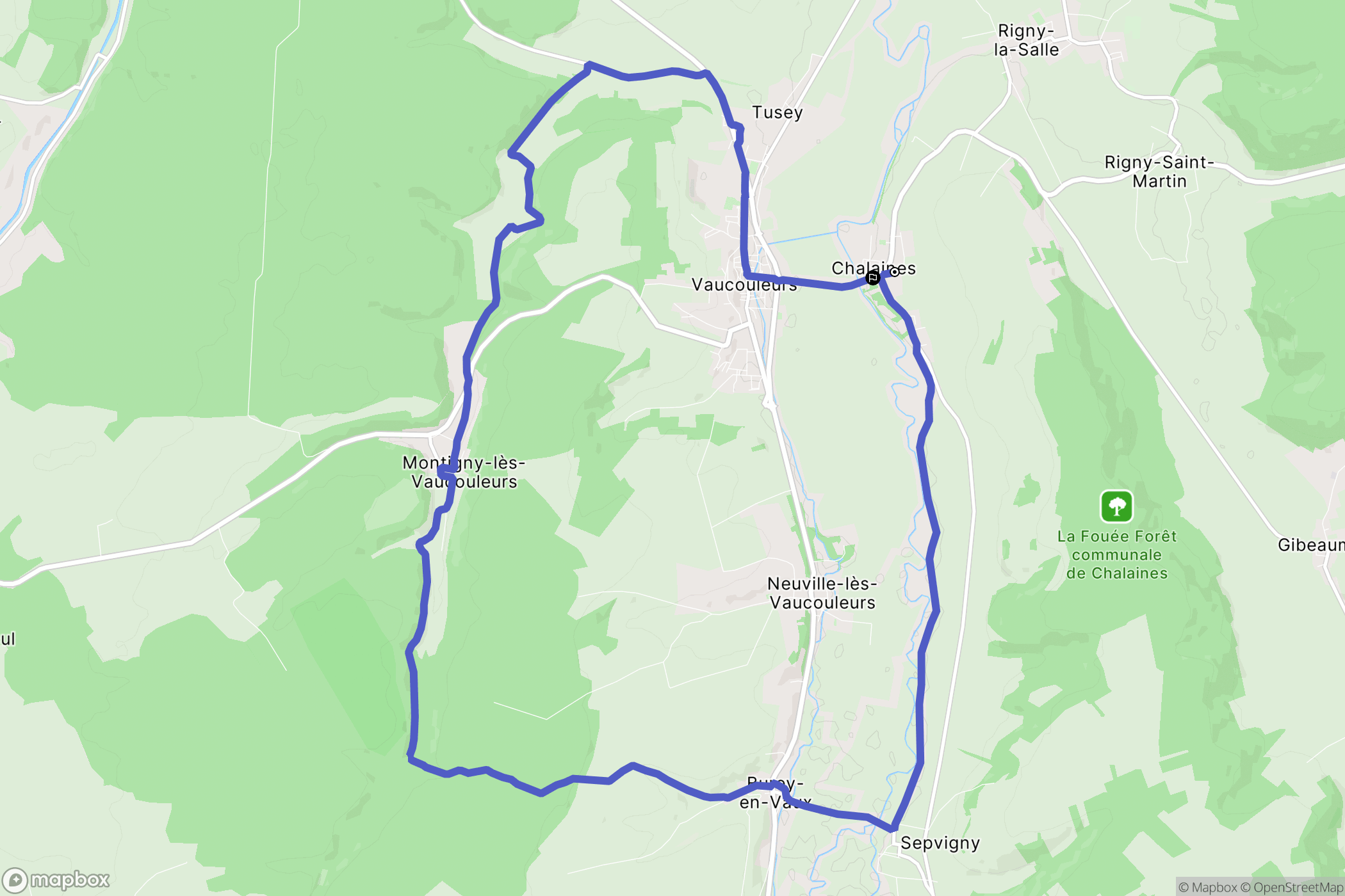 Chalaines : carte du parcours de randonnée - France