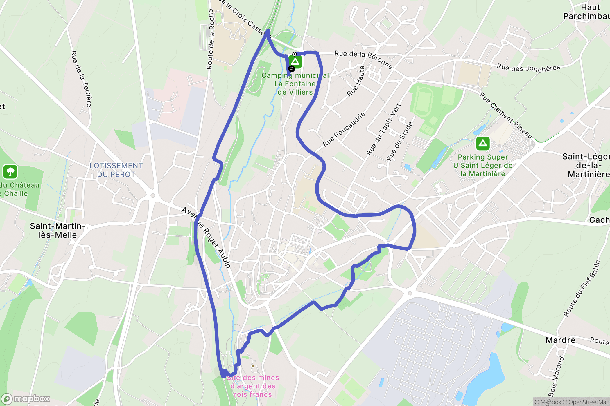 Melle : carte du parcours de randonnée - France