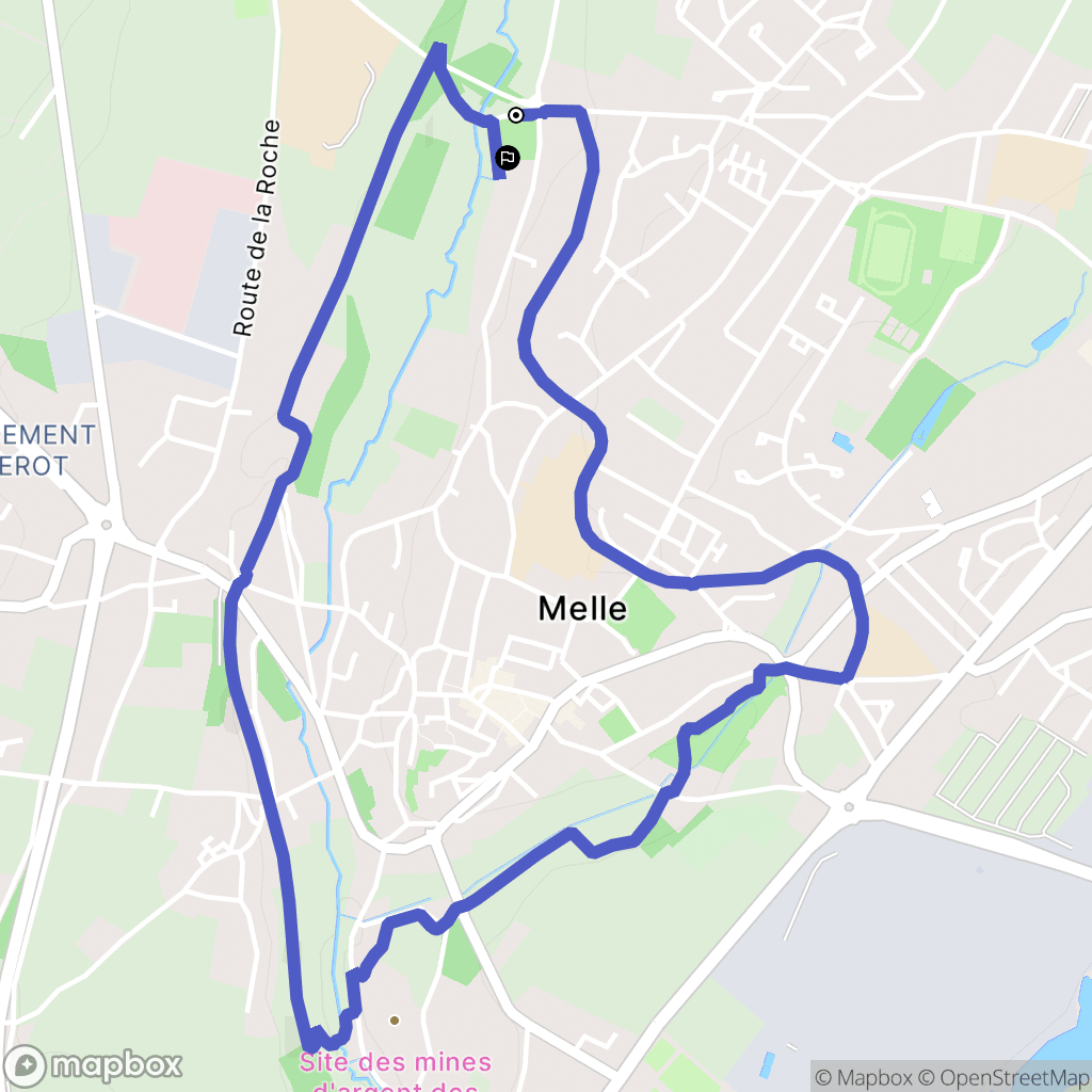 Melle : carte du parcours de randonnée - France