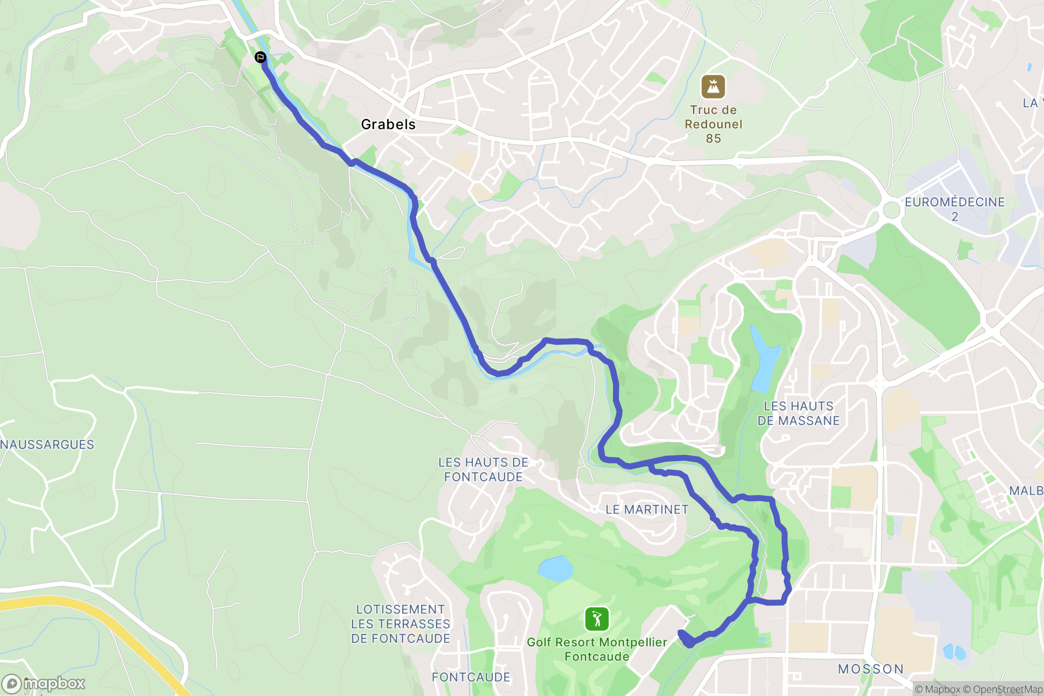 Grabels : carte du parcours de randonnée - France