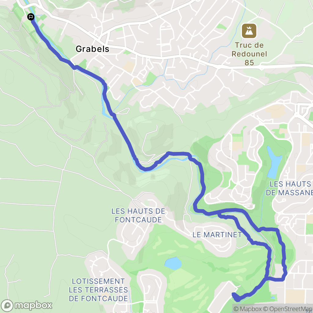 Grabels : carte du parcours de randonnée - France