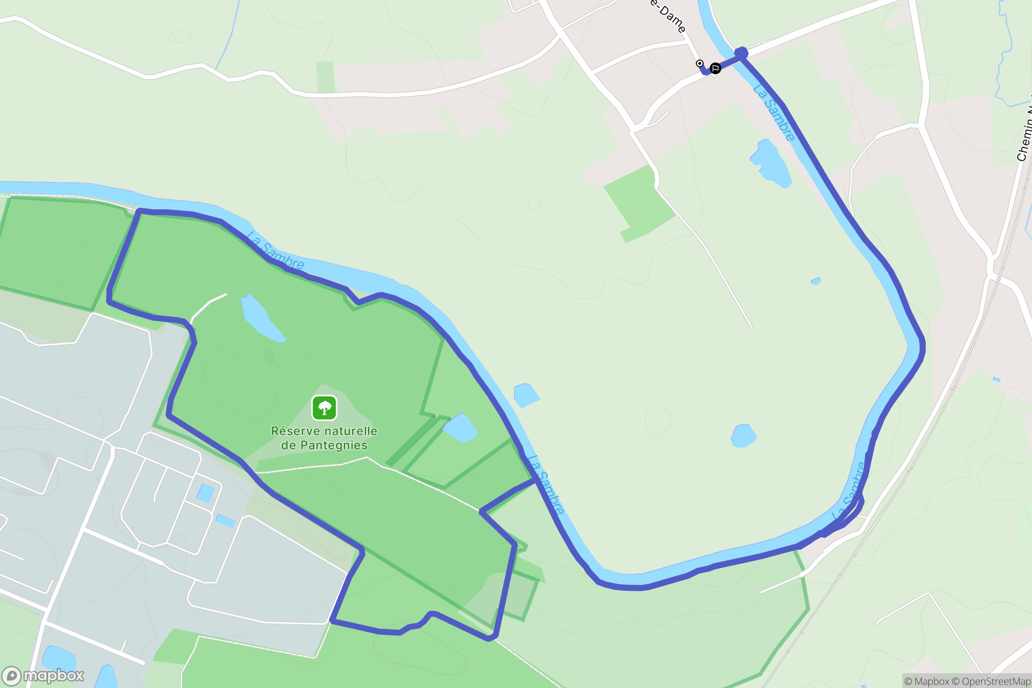 Boussières-sur-Sambre : carte du parcours de randonnée - France