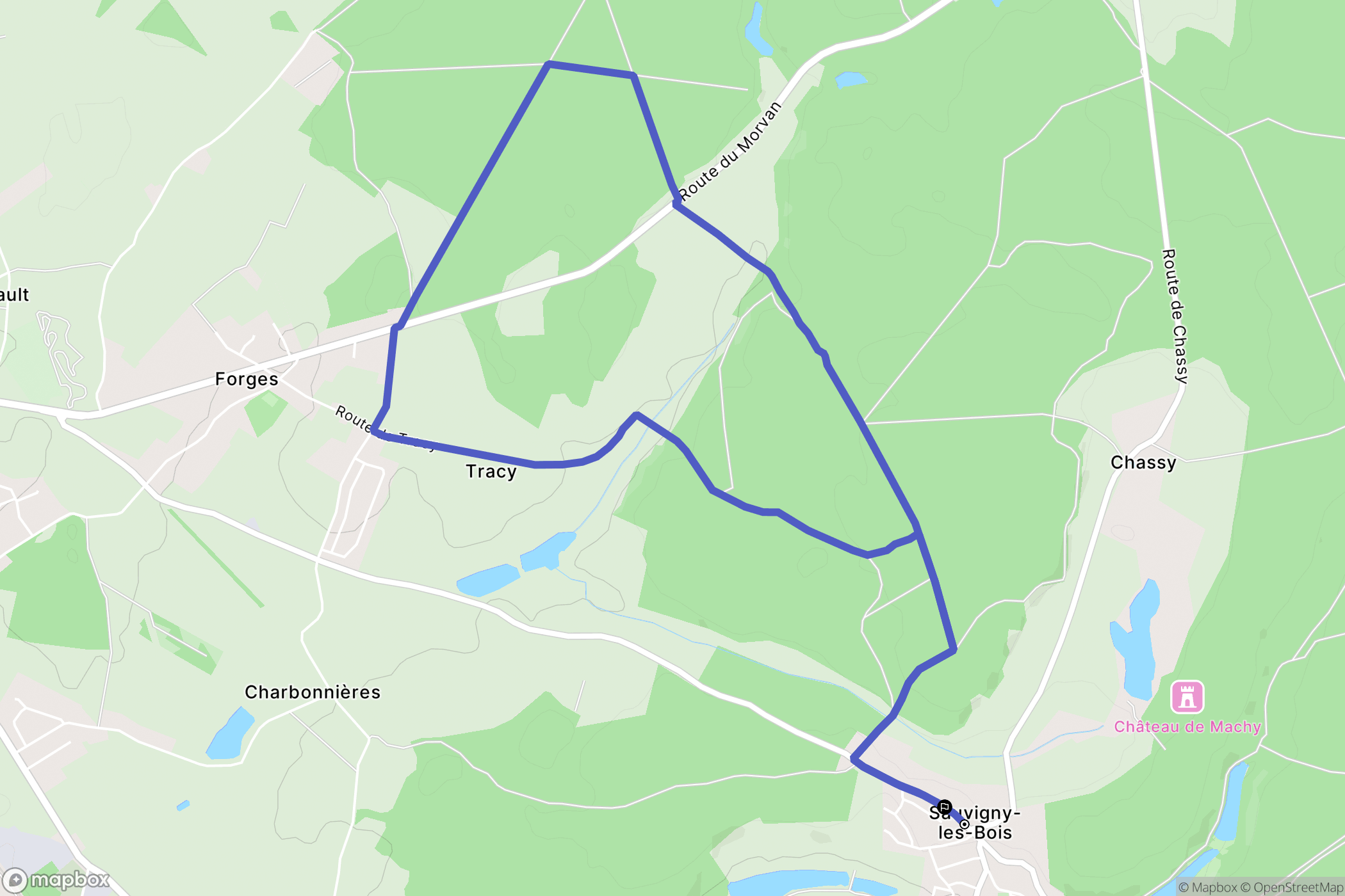 Sauvigny-les-Bois : carte du parcours de randonnée - France