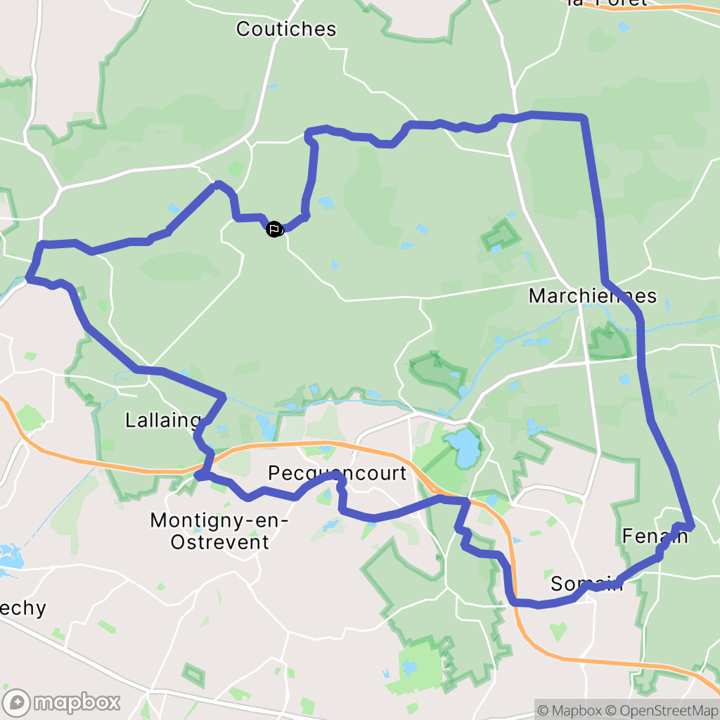 Flines-lez-Raches : carte du parcours de randonnée - France