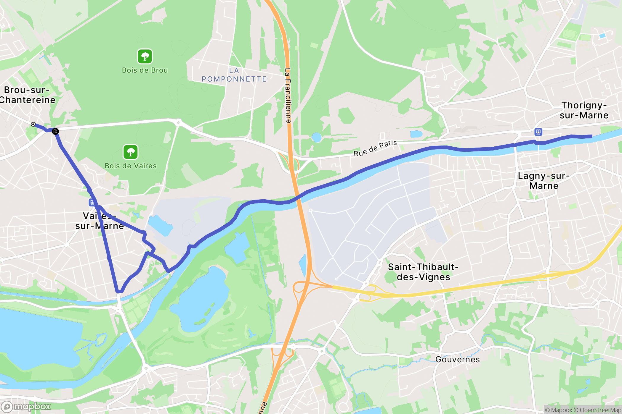 Brou-sur-Chantereine : carte du parcours de randonnée - France