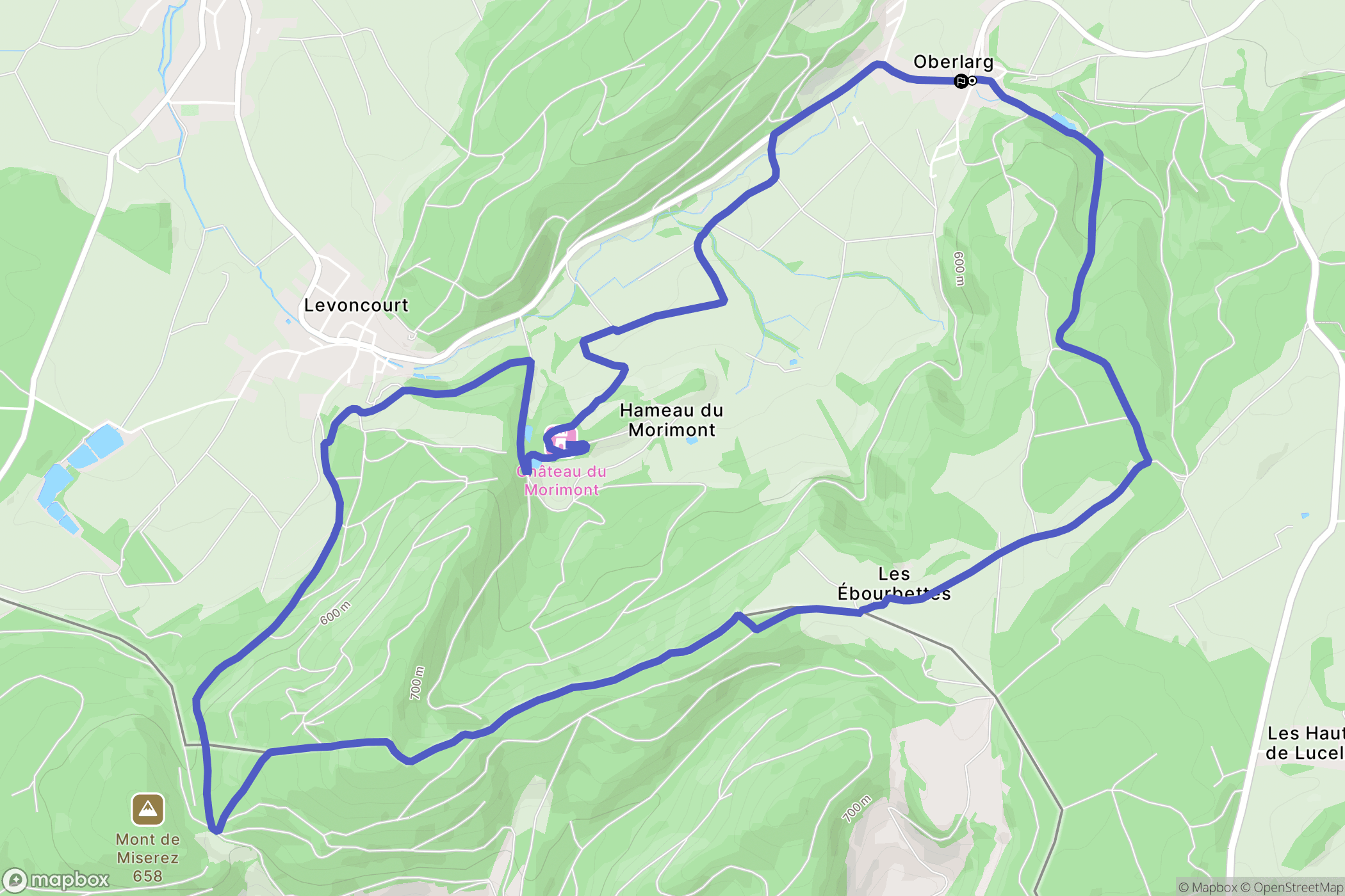 Oberlarg : carte du parcours de randonnée - France