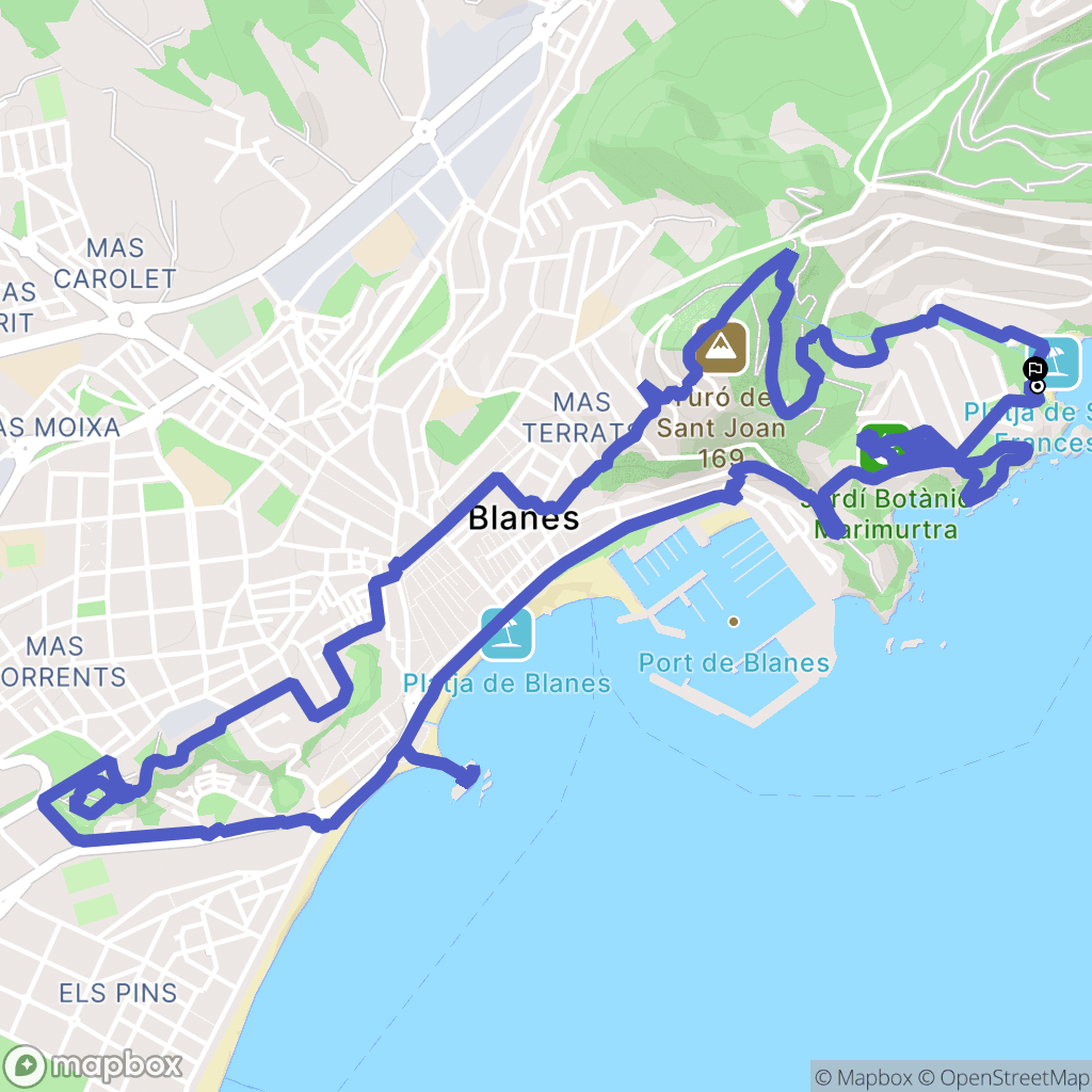 Blanes : carte du parcours de randonnée - Spain