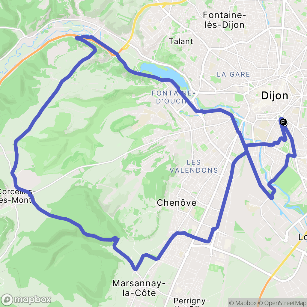 Dijon : carte du parcours de randonnée - France