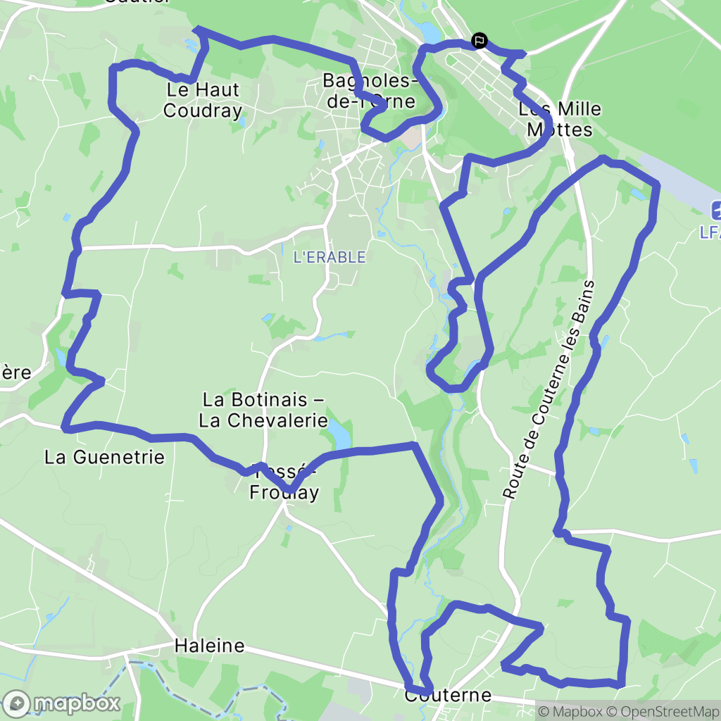 Bagnoles de l'Orne Normandie : carte du parcours de randonnée - France