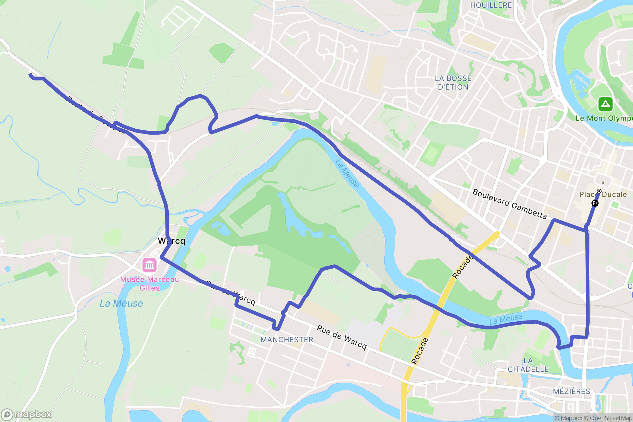 Charleville-Mézières : carte du parcours de randonnée - France