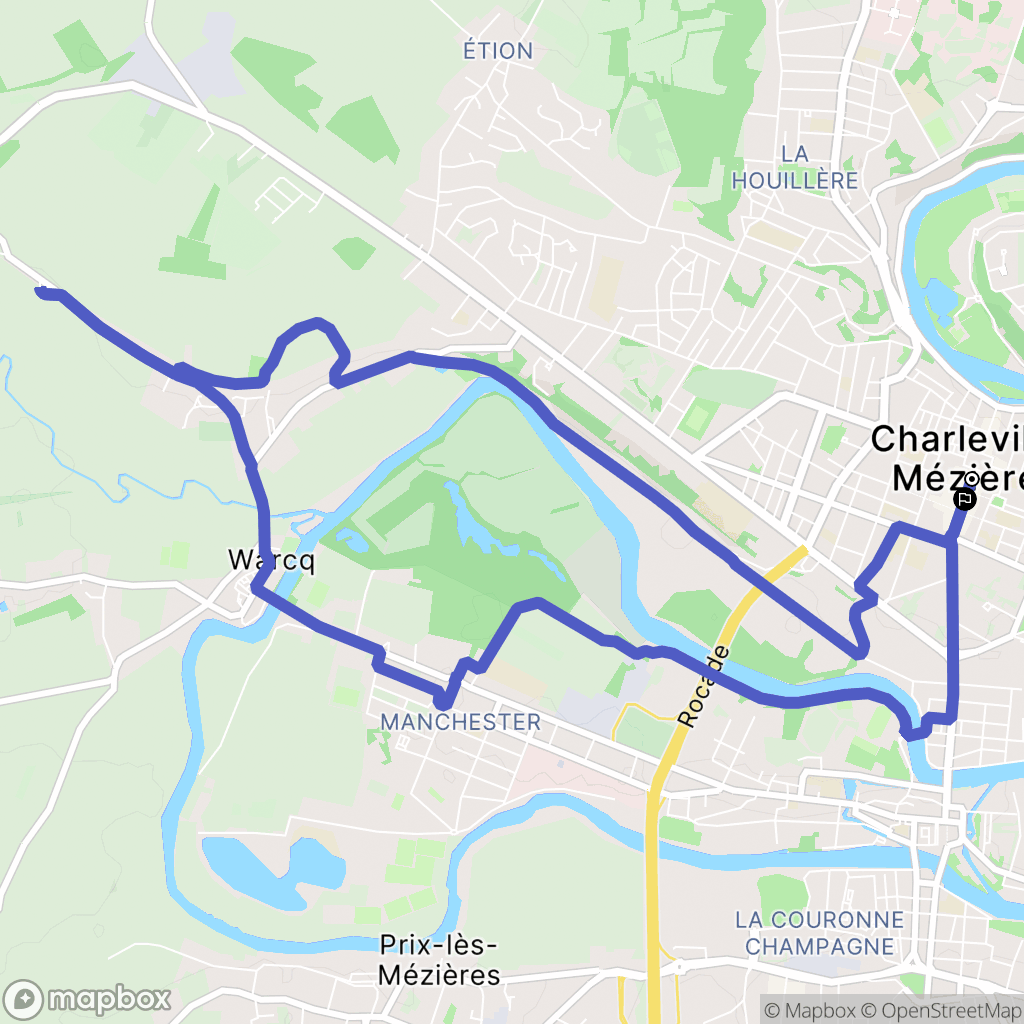 Charleville-Mézières : carte du parcours de randonnée - France