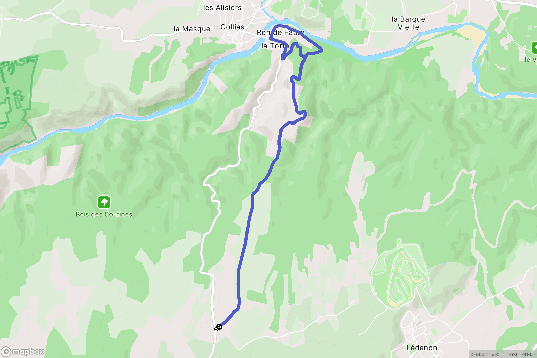 Cabrières : carte du parcours de randonnée - France