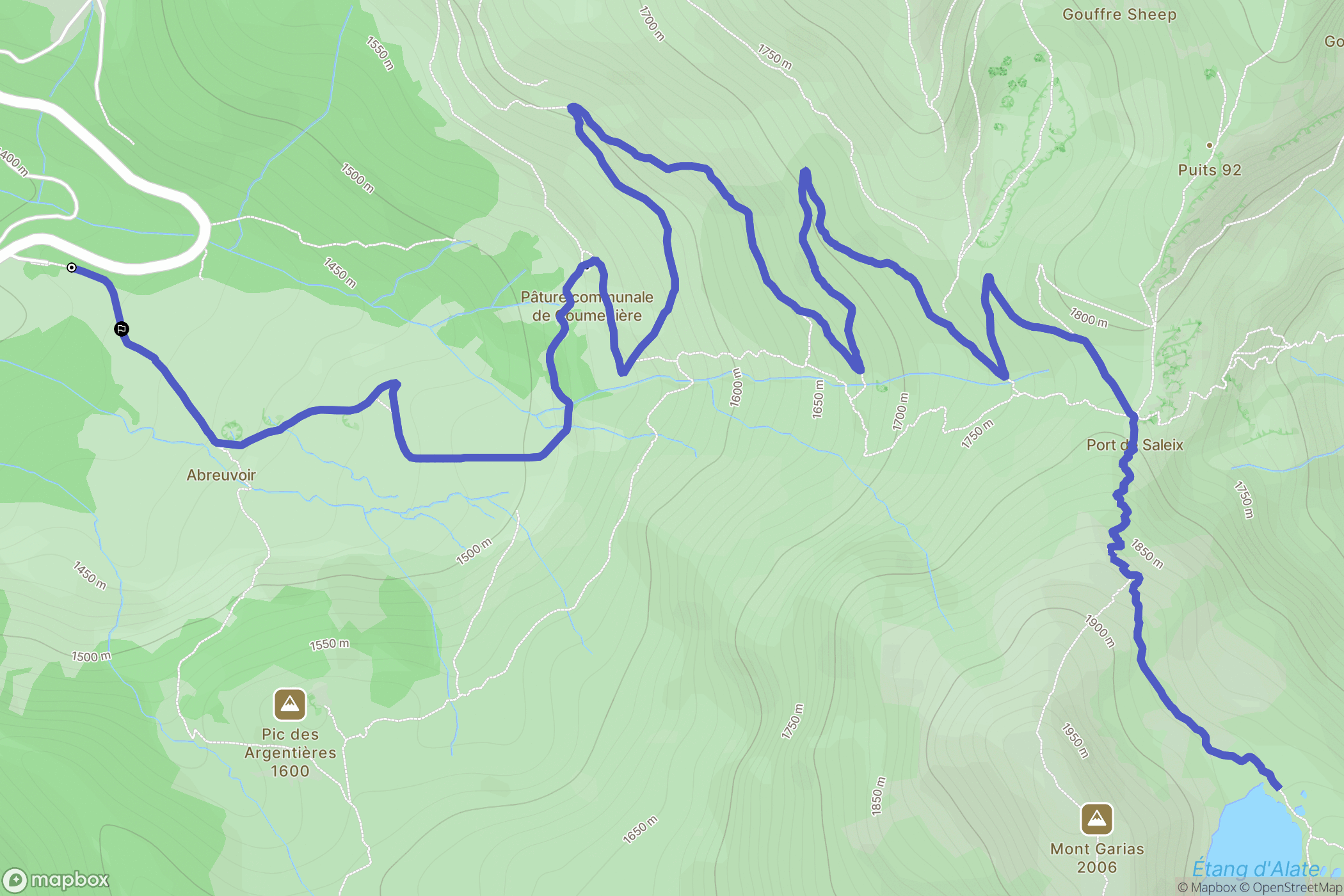 Aulus-les-Bains : carte du parcours de randonnée - France
