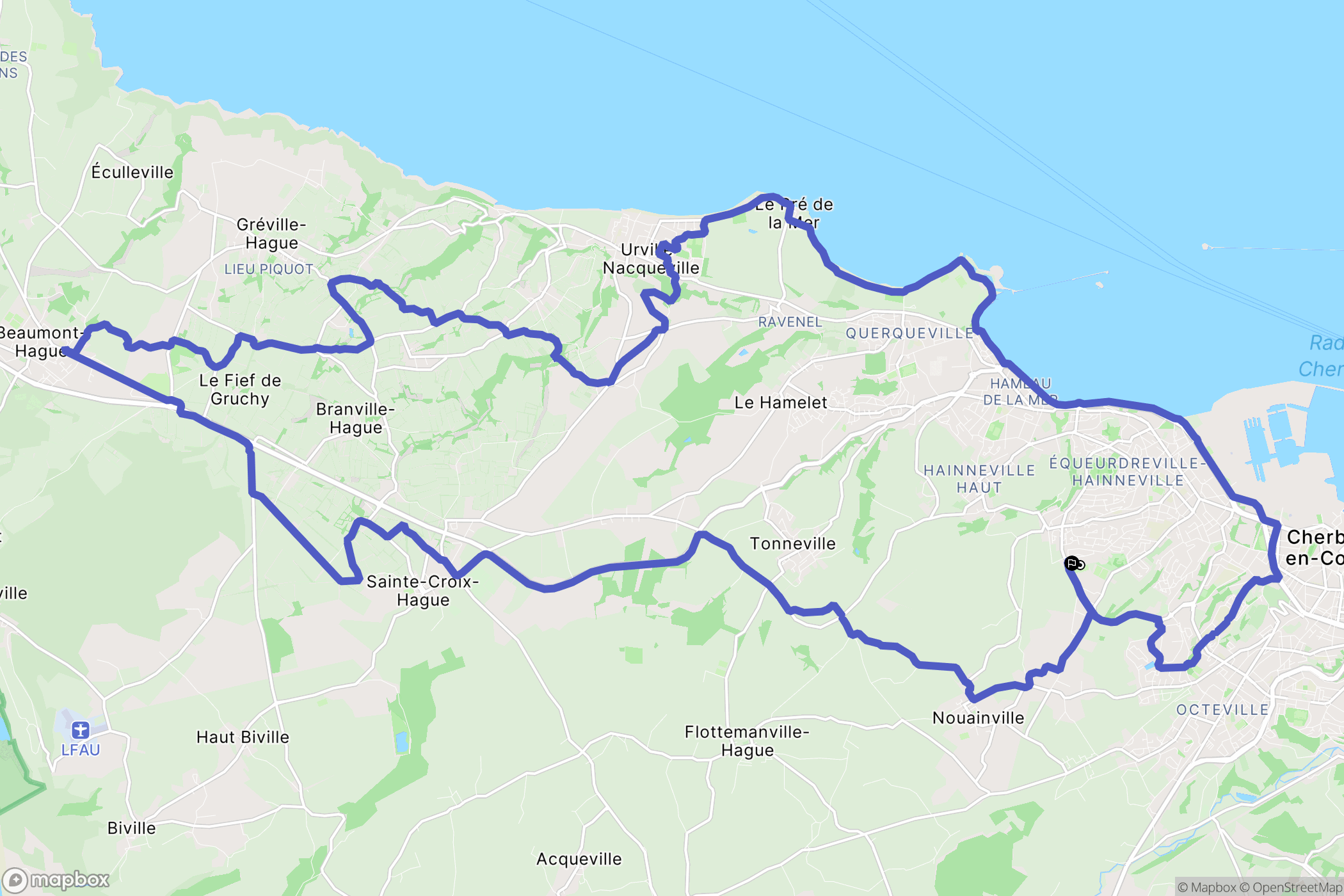 Cherbourg-en-Cotentin : carte du parcours de randonnée - France