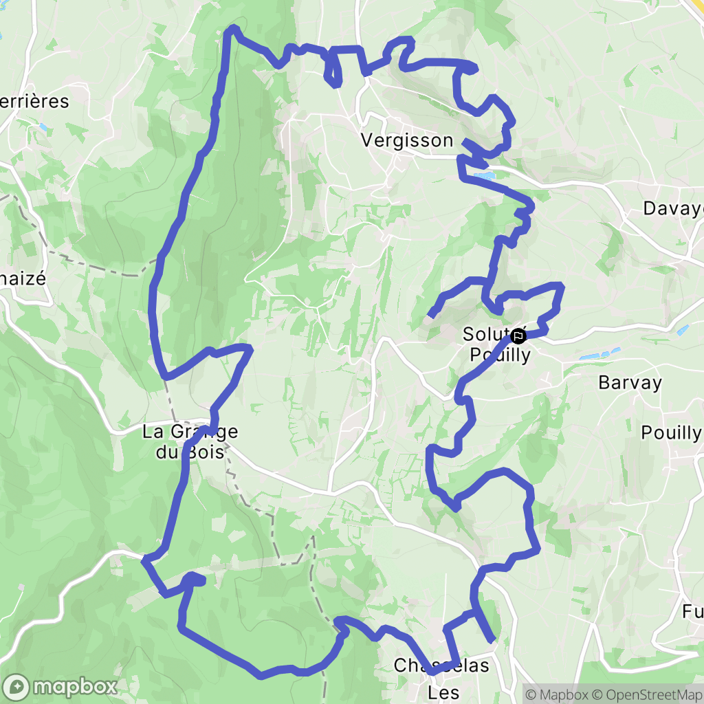 Solutré-Pouilly : carte du parcours de randonnée - France